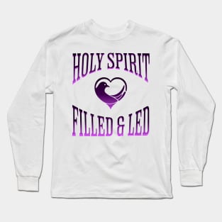 Holy Spirit Filled & Led - Purple-Black Image, Unisex Christian Cotton T-Shirt, Stylish Imagery, Trendy Spiritual Shirt, Christian Apparel, Comy, Soft Long Sleeve T-Shirt